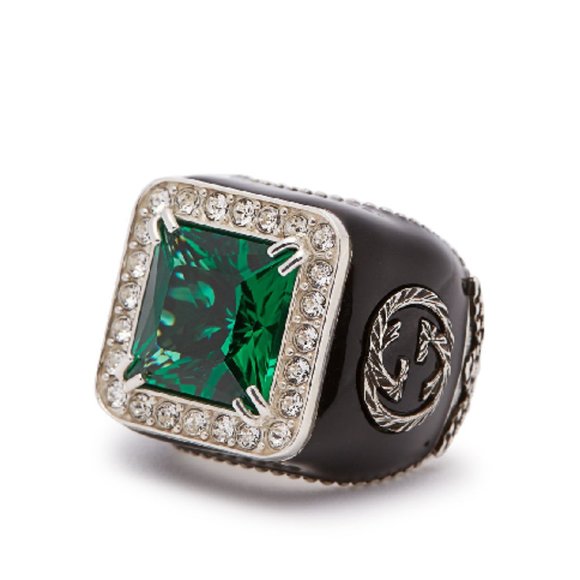 Gucci GG Crystal-embellished Signet Ring in Green - Picture 3 of 10